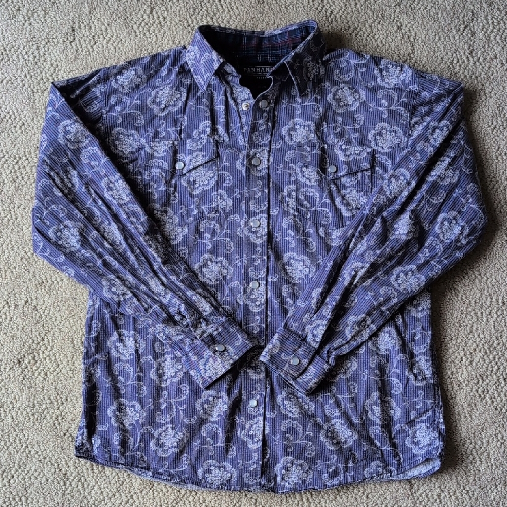Kids Blue Floral Button Down Shirt